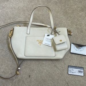 Prada white tote crossbody